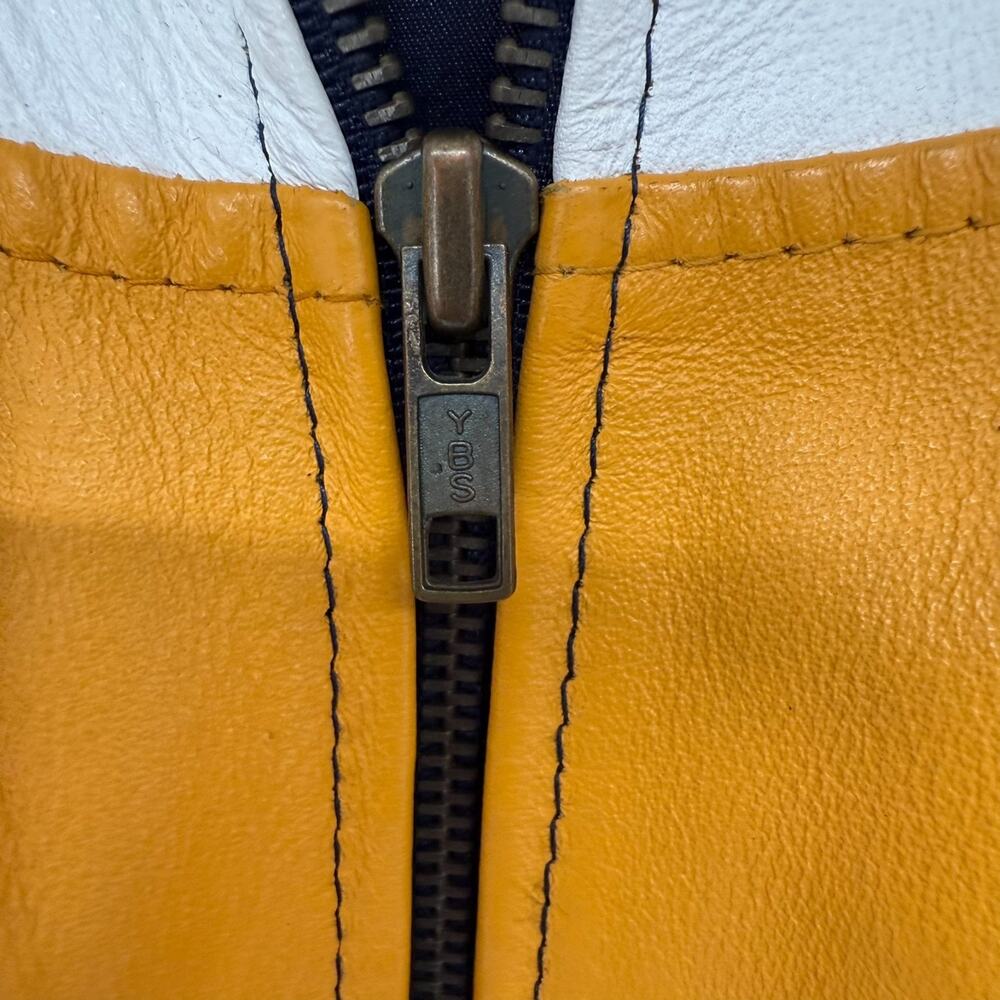 VTG College Phase Varsity Jacket Mens L Yellow Notre Dame Fighting Irish Leather - Picture 9 of 14